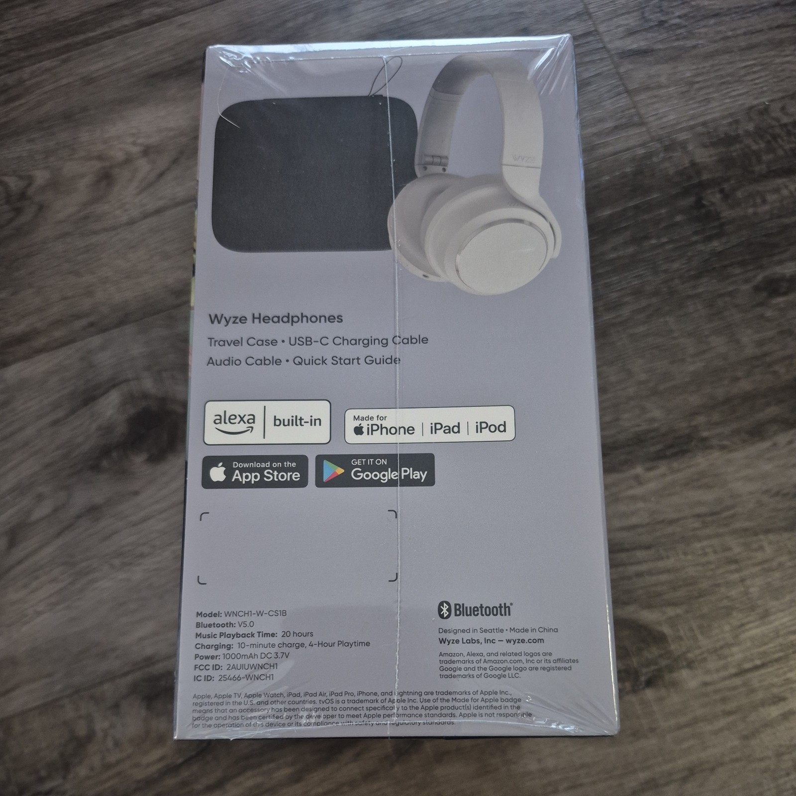 New WYZE Headphones Active Noise Cancellation Headphones White WNCH1-W-CS1B-R5