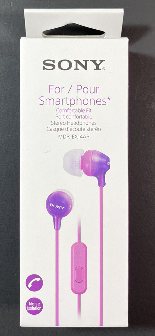 Official Sony Stereo Headphone Comfortable Fit MDR-EX14AP [ Aqua Violet ] NEW