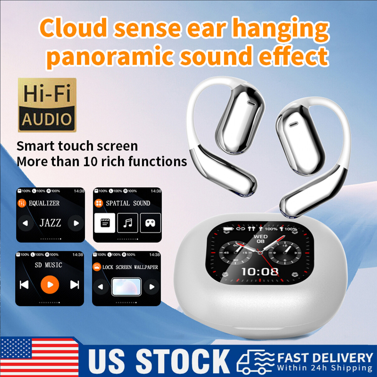 TWS Earbuds 40Hr LCD Touch Screen Noise Cancelling Bluetooth 5.4 Wireless IPX7