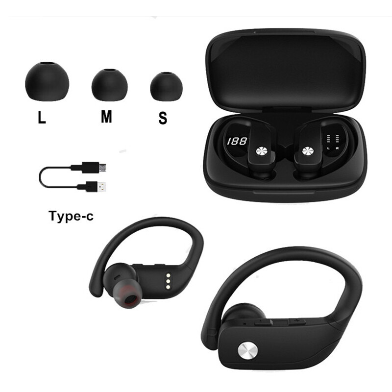Bluetooth 5.0 Headset Wireless Earphones Stereo Noise Reduction Sport Ear-hook