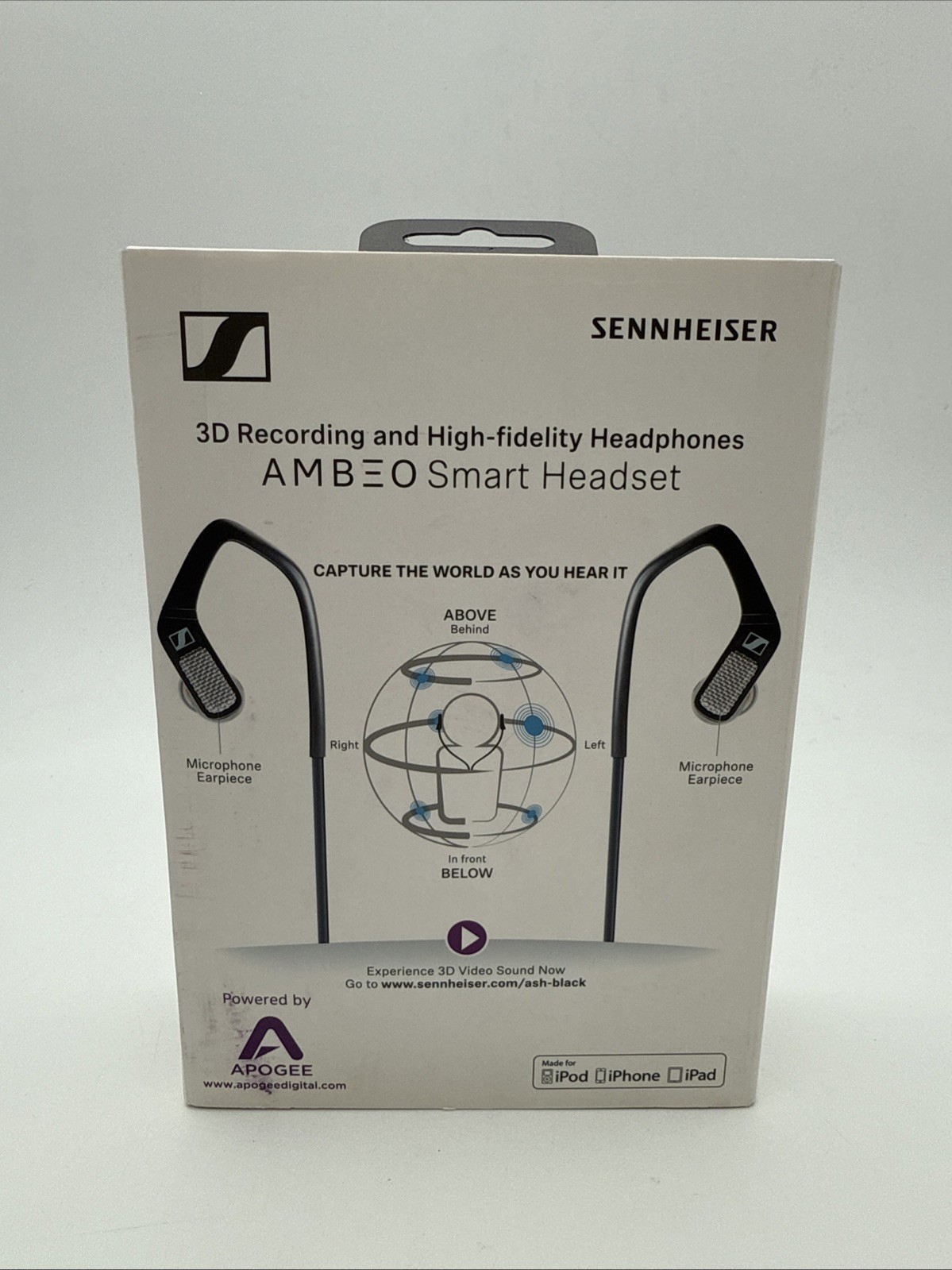 Sennheiser Ambeo Smart Headset Earphones In Black 3D Recording