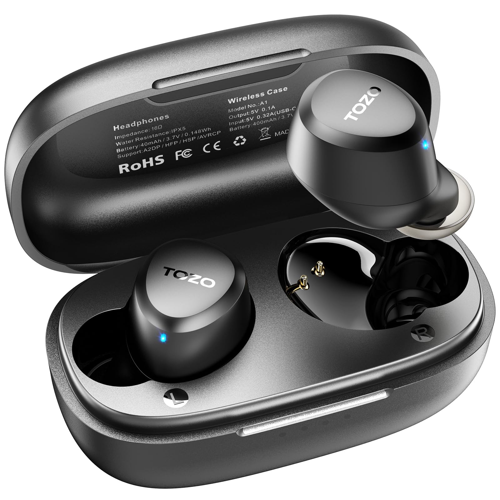 TOZO A1 Wireless Earbuds � Bluetooth 5.3, IPX5 Waterproof, 2 Mic, EQ App