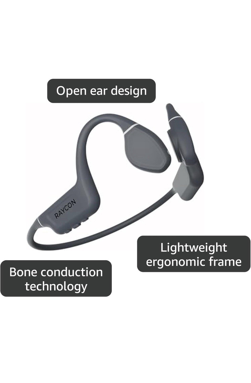 Raycon Bone Conduction Headphones, Open-Ear Bluetooth Sports Earbuds with Mic