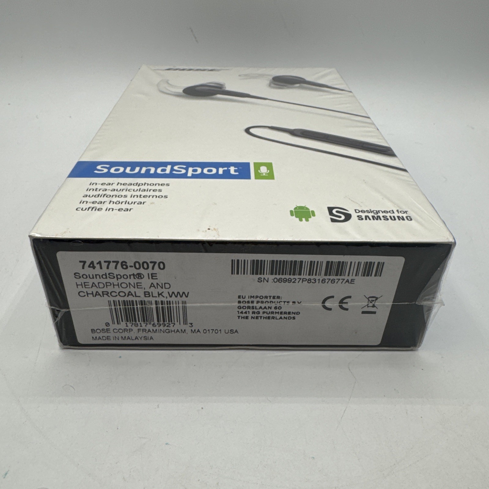 BOSE SoundSport in-ear headphones For Android & Samsung W Mic Charcoal Black New