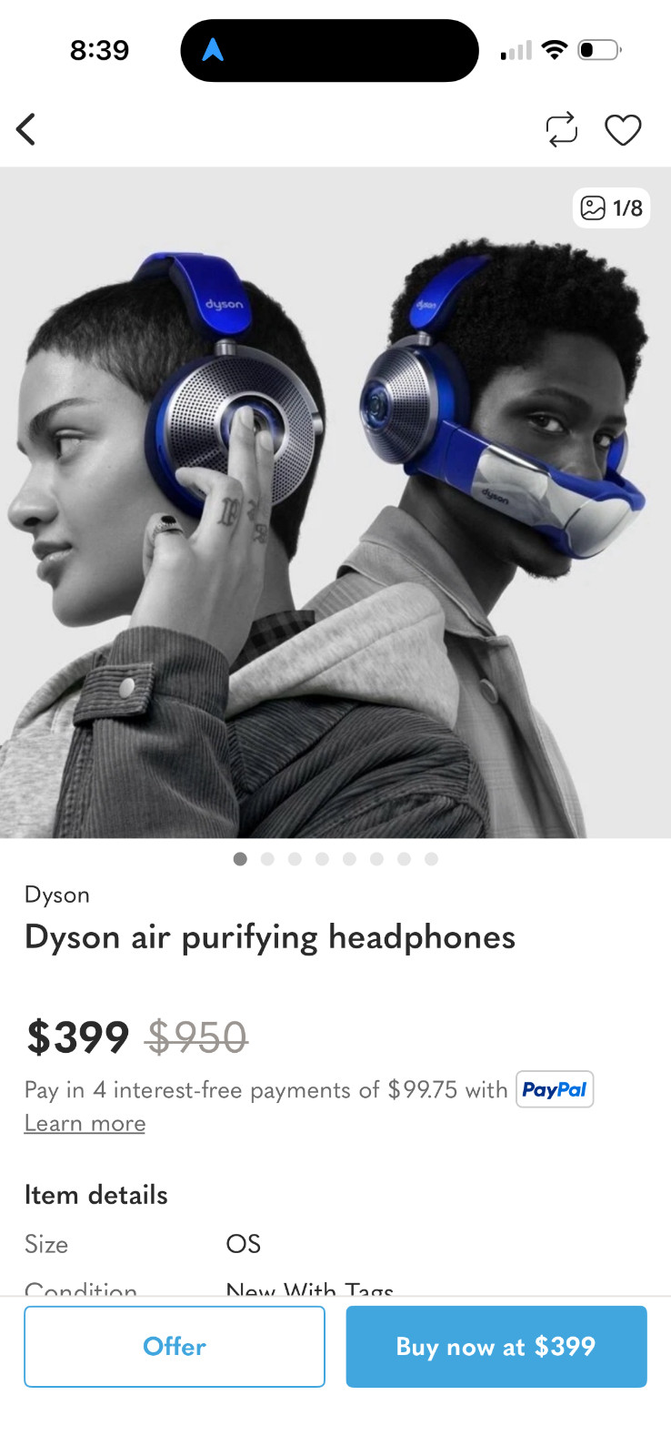 Dyson Zone Noise Cancelling Headphones with Air Purifier Ultra Blue Brand NEW