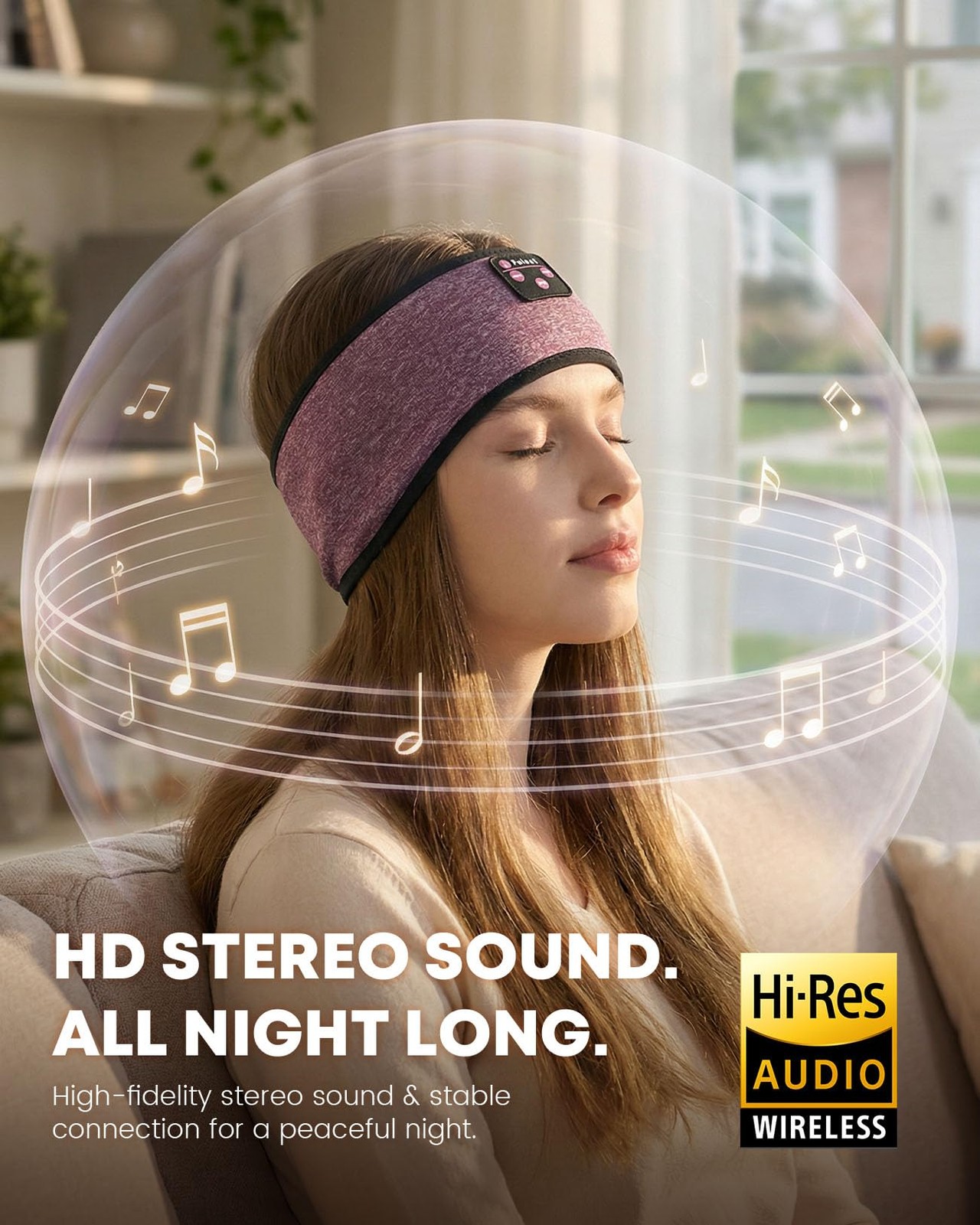 Sleep Headphones Headband Wireless Bluetooth 5.4 – Soft, Breathable, Ultra-Th…
