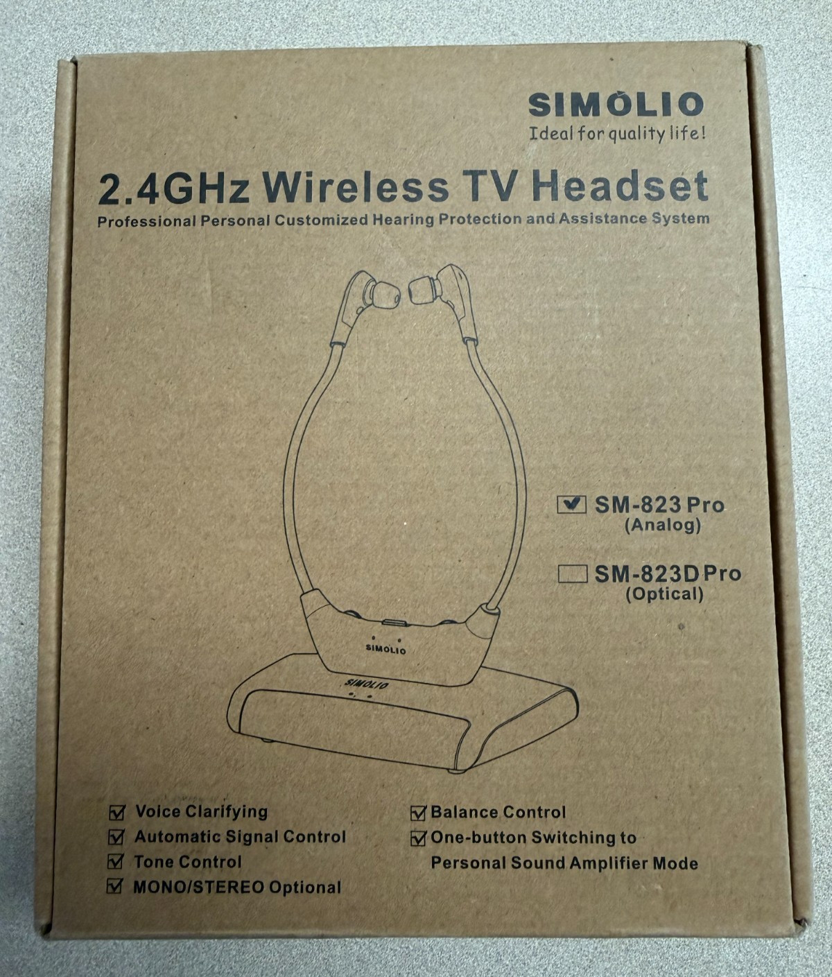 Simolio 2.4GHz Wireless TV Headset SM-823 Pro Analog – Open Box