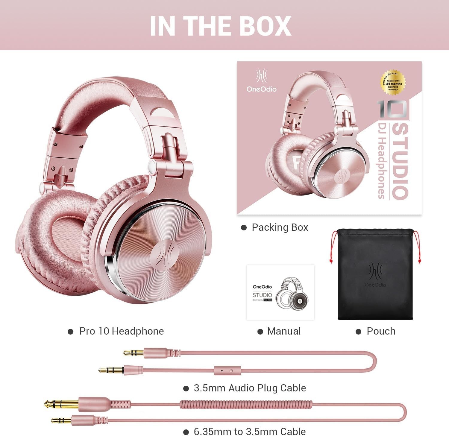 Wired Over Ear Headphones for Mixing & Podcasting – Pink