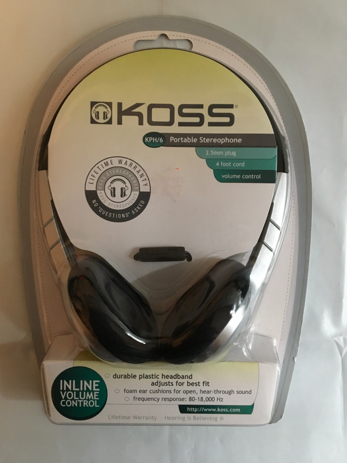 NEW Koss KPH/6 Portable Stereophone Ultra Light Headphones Inline Volume Control