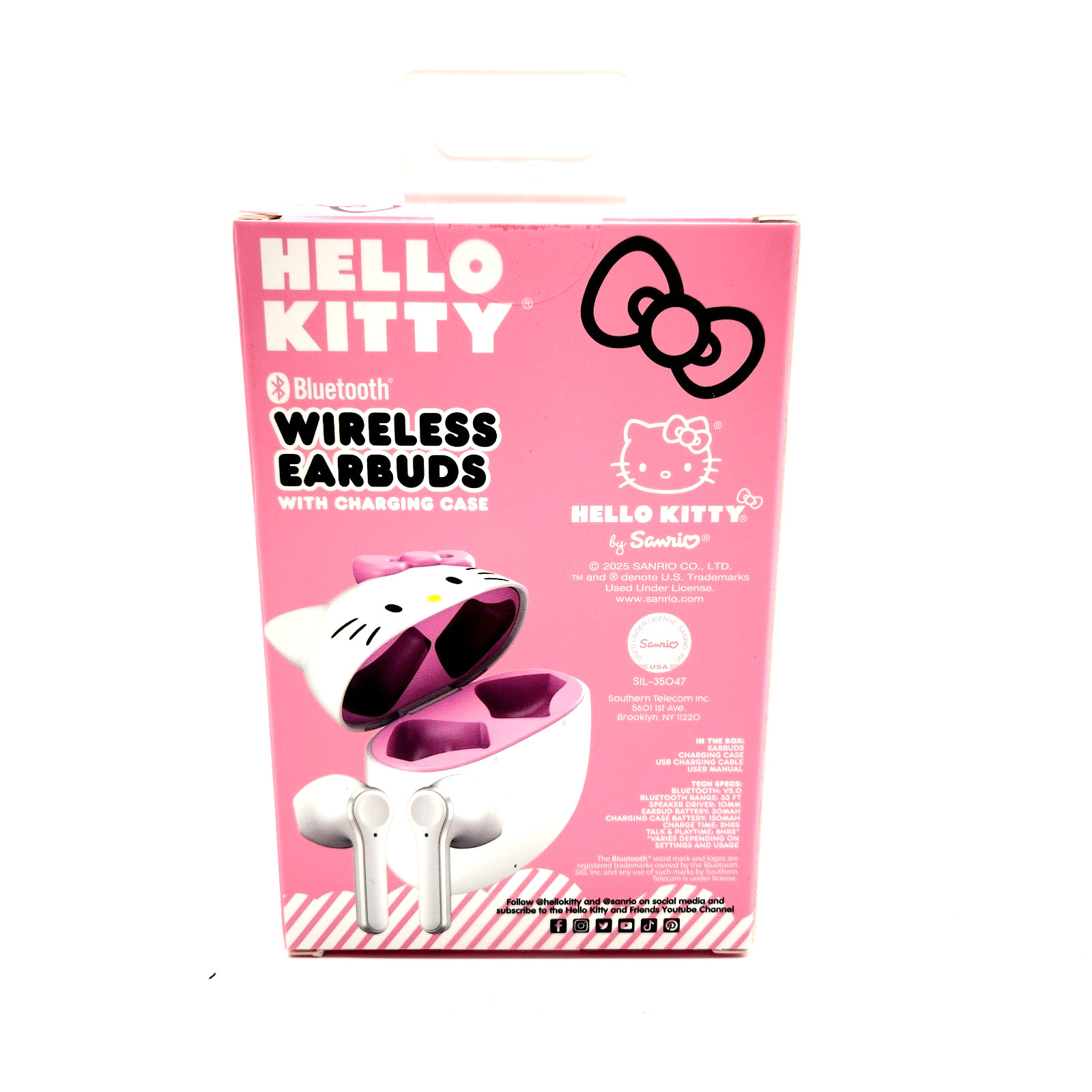 Hello Kitty Wireless Earbuds w/ Charging Case & Mic – White – Bluetooth Cute Gif