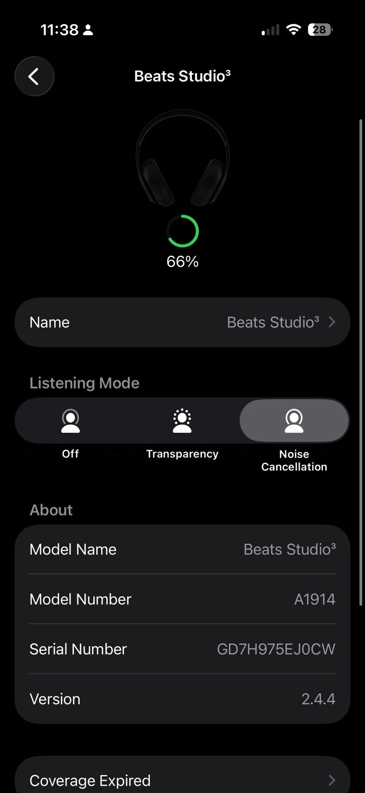 Beats By Dr. Dre Studio3 Bluetooth Headphones Over Ear Black A1914