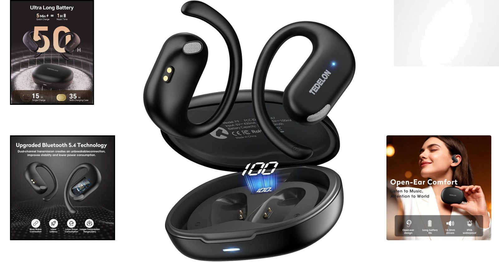 Open Ear Earbuds with 50H Playtime & AI Clear Call – Perfect for Workouts