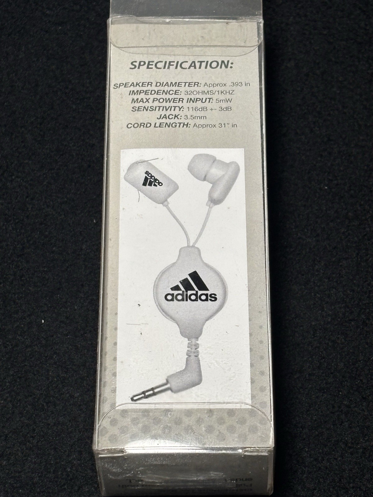 Adidas branded item is a pair of retractable wired earphones New In Box