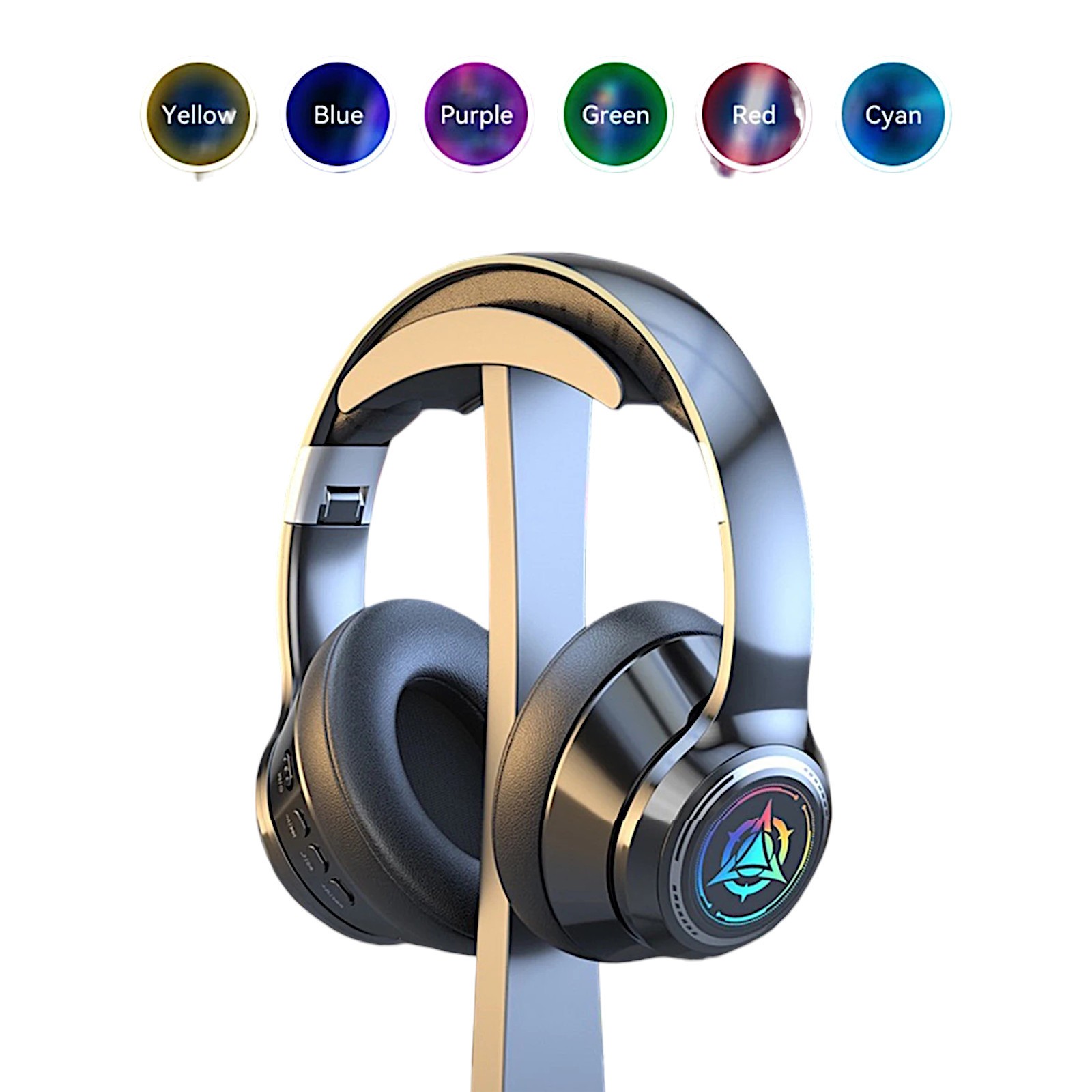 LED Wireless Bluetooth 5.2 Headphones Over-Ear TF Card RGB Wired Plug Headset