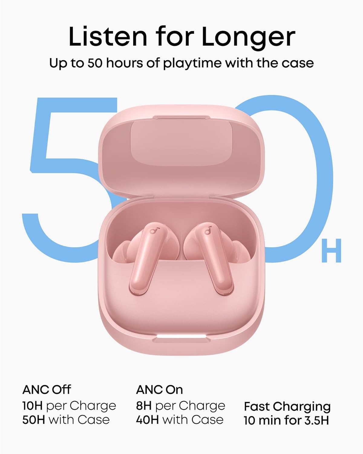 soundcore P31i Wireless Earbuds – Hi-Res Audio, Adaptive Noise Cancelling–pink