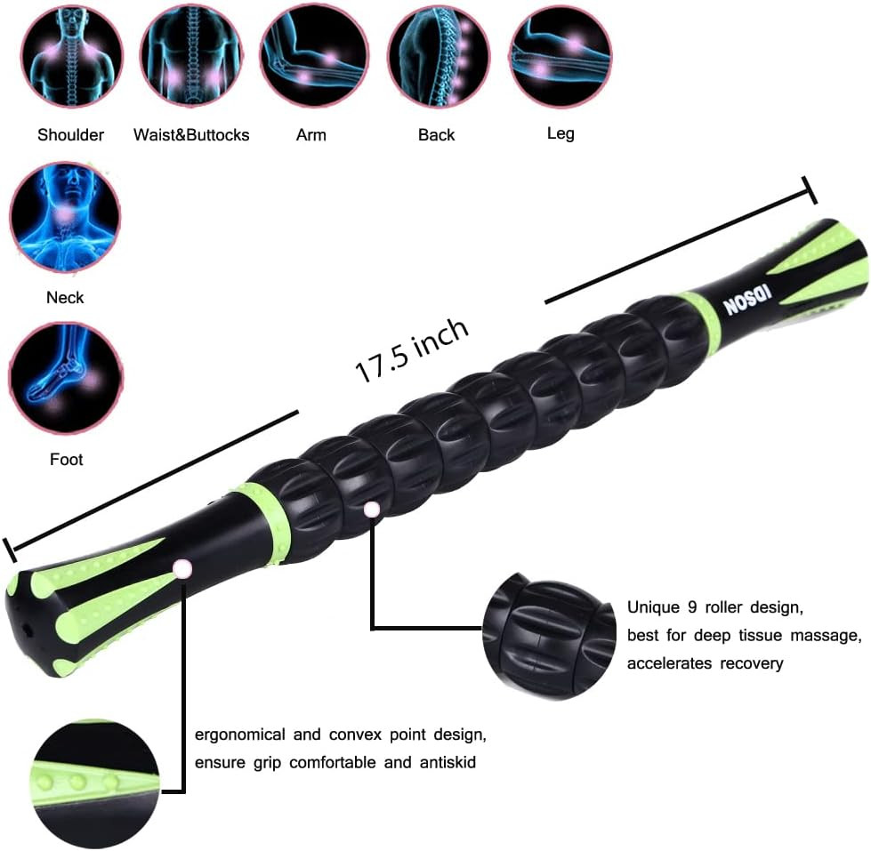 Rodillo De Masaje Muscular Para Atletas Herramientas Masaje Corporal Negro Verde