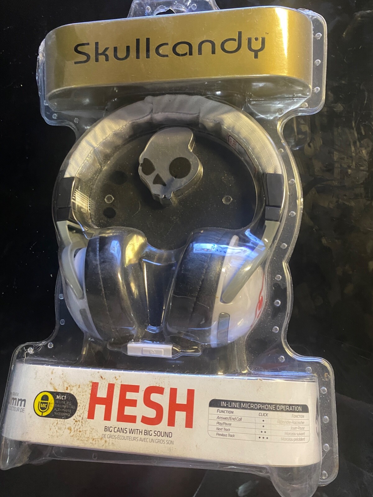 New Black & White Skullcandy Astroman Hesh Custom Headphones 50mm Speaker Music