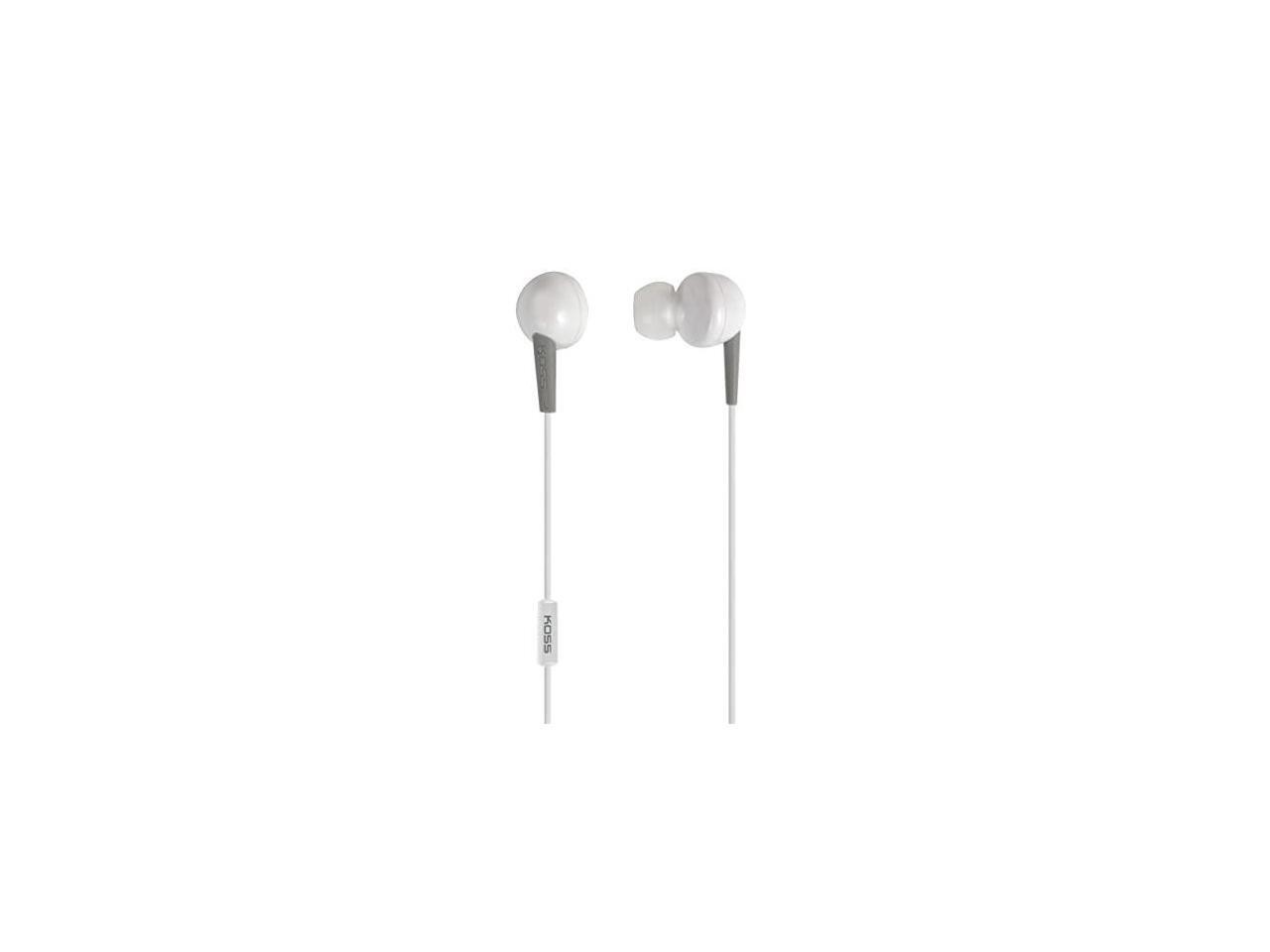 KOSS KEB6IW Wired In-Ear Earbud Headphones with Microphone Enhanced driver
