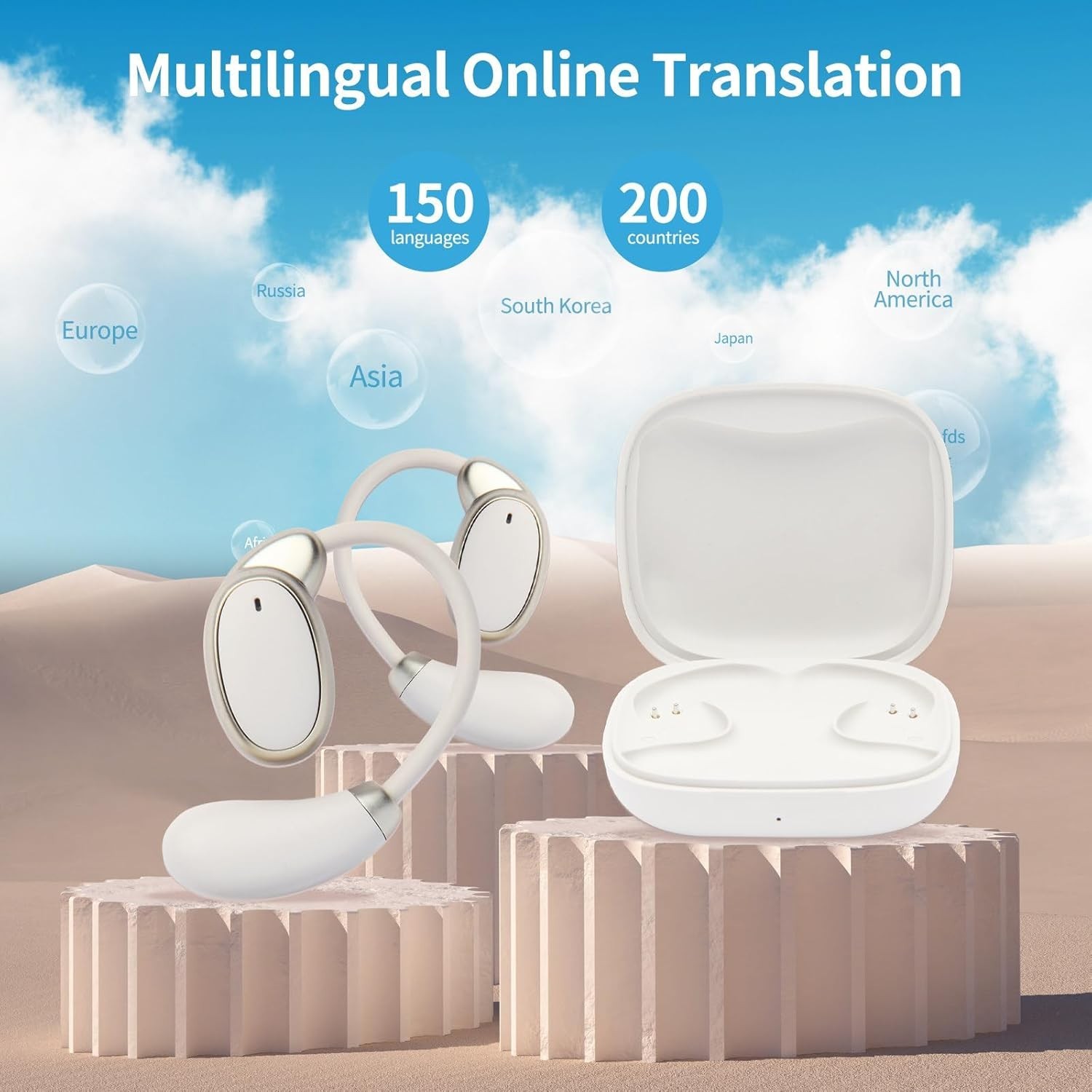 Sleek Language Translator Earbuds with 30 Hours Battery for Travel & Learning