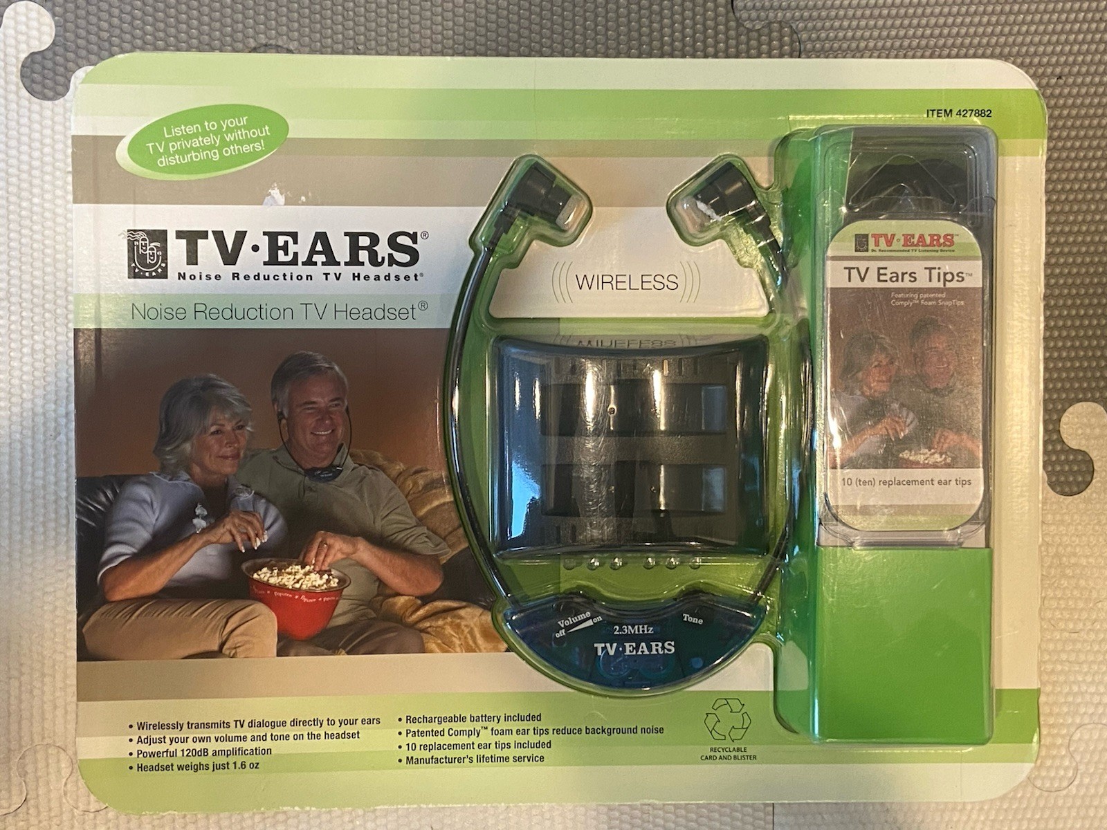 TV Ears Noise Reduction TV Headset Wireless Rechargeable Battery NEW 427882