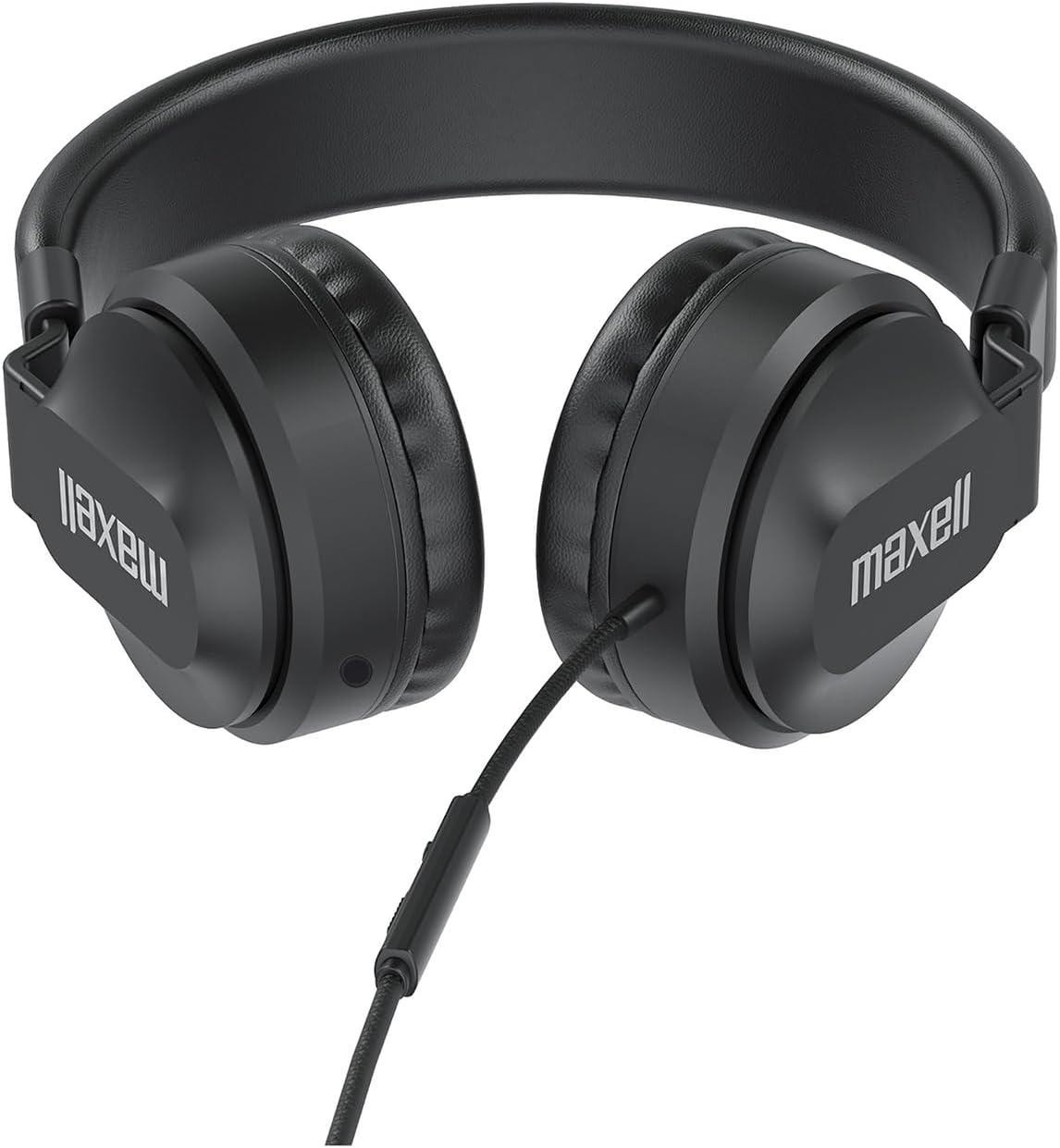 Maxell 197304 Wired Folding Over-Ear Headphones with Detachable Boom Mic USB-C
