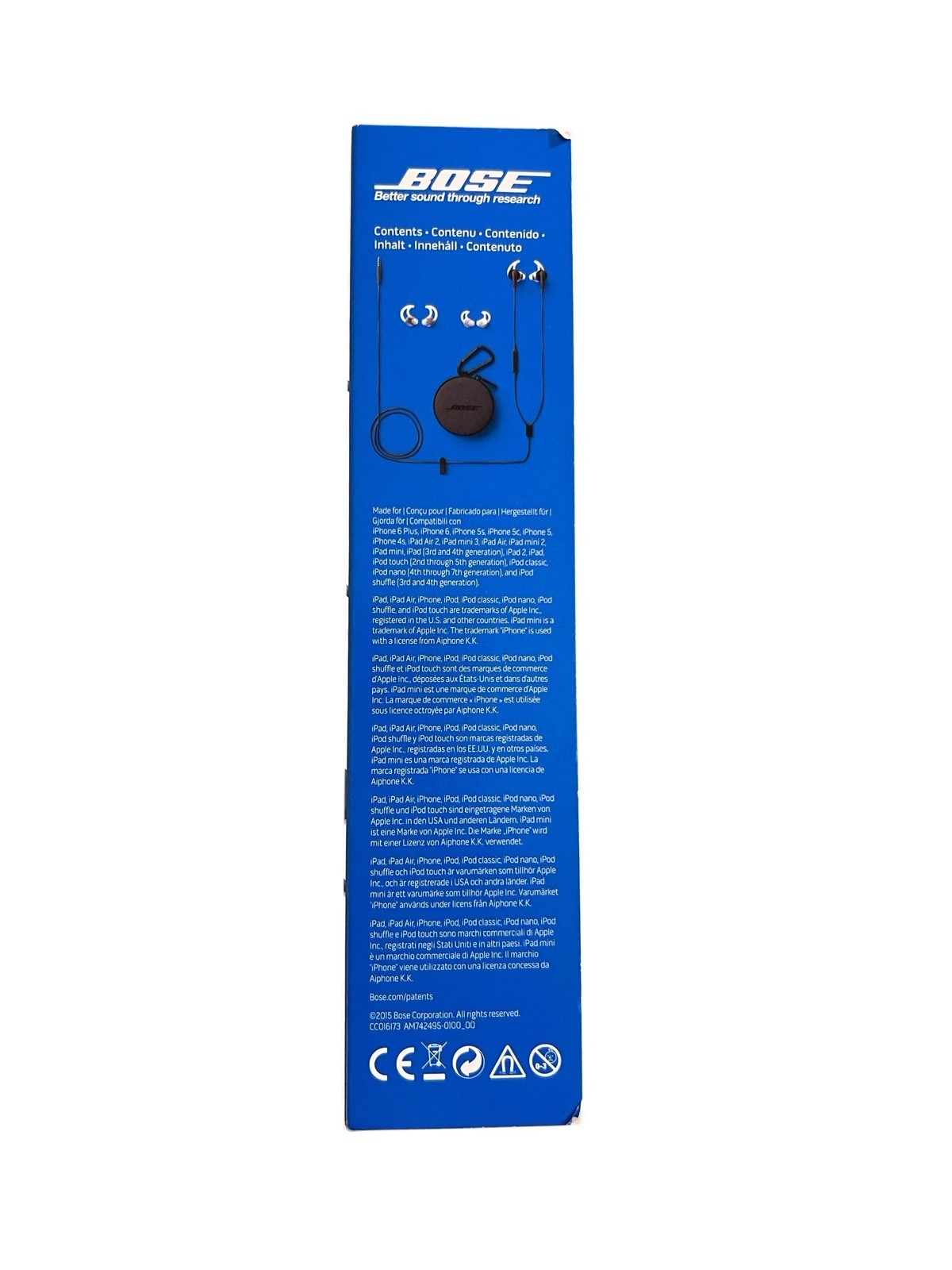 Bose SoundSport In-Ear Wired Headphones Charcoal Black In-Line Mic 741776-0010