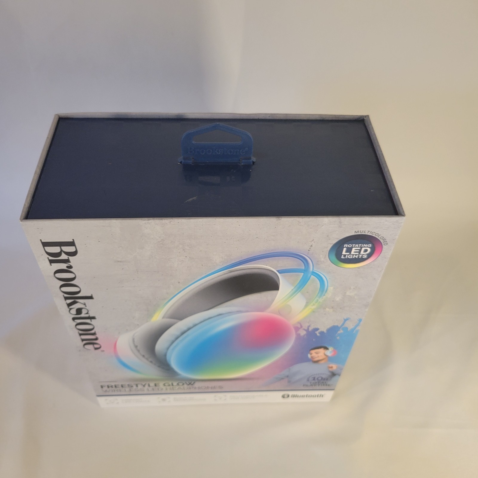 Brookstone Freestyle Glow Wireless LED Headphones Bluetooth Over-Ear White