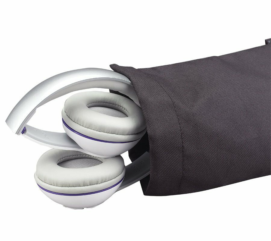 iHome Folding 3.5mm Headphones with Travel Pouch (White/Purple)