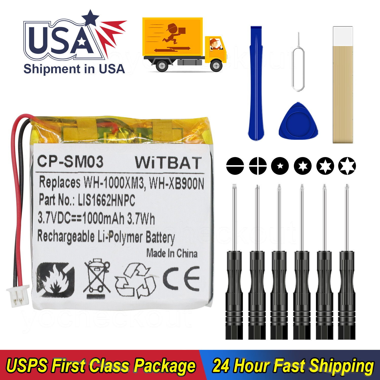 Replacement Battery For Sony WH-1000XM3 WH-1000XM4 XB900N CH710N Headset SM-03