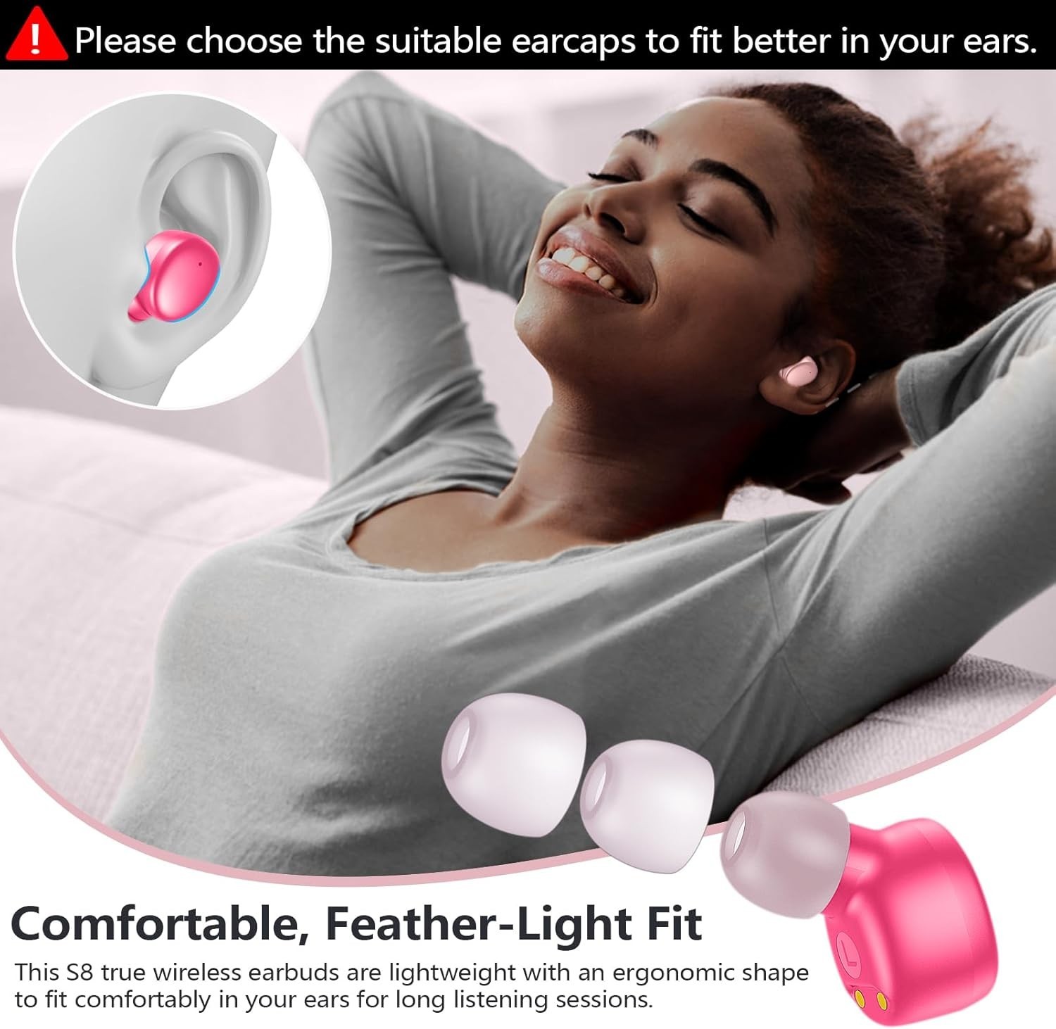 S8 Mini Wireless Earbuds Bluetooth 5.3 in Ear Light-Weight Headphones,60Hrs P…
