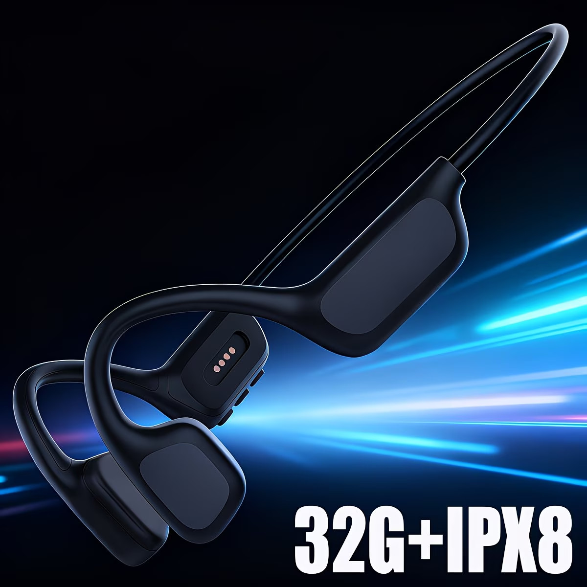 IPX8 Waterproof Bone Conduction Earphones 32GB MP3 Bluetooth 5.4 S10 Headphones