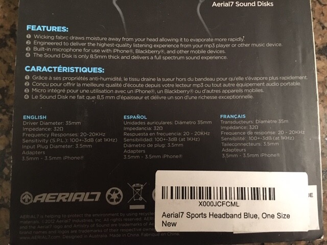 AERIAL7 Sound Disk Sports Headband – Listen to Music on your IPhone, Blackberry