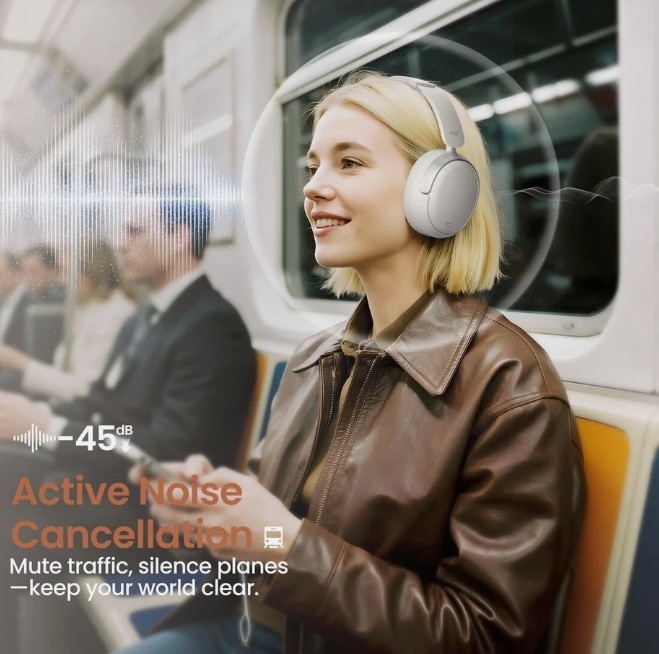 Acer OHR516 ANC Wireless Bluetooth 5.4 Headphones 48dB ANC Headsets 40mm White