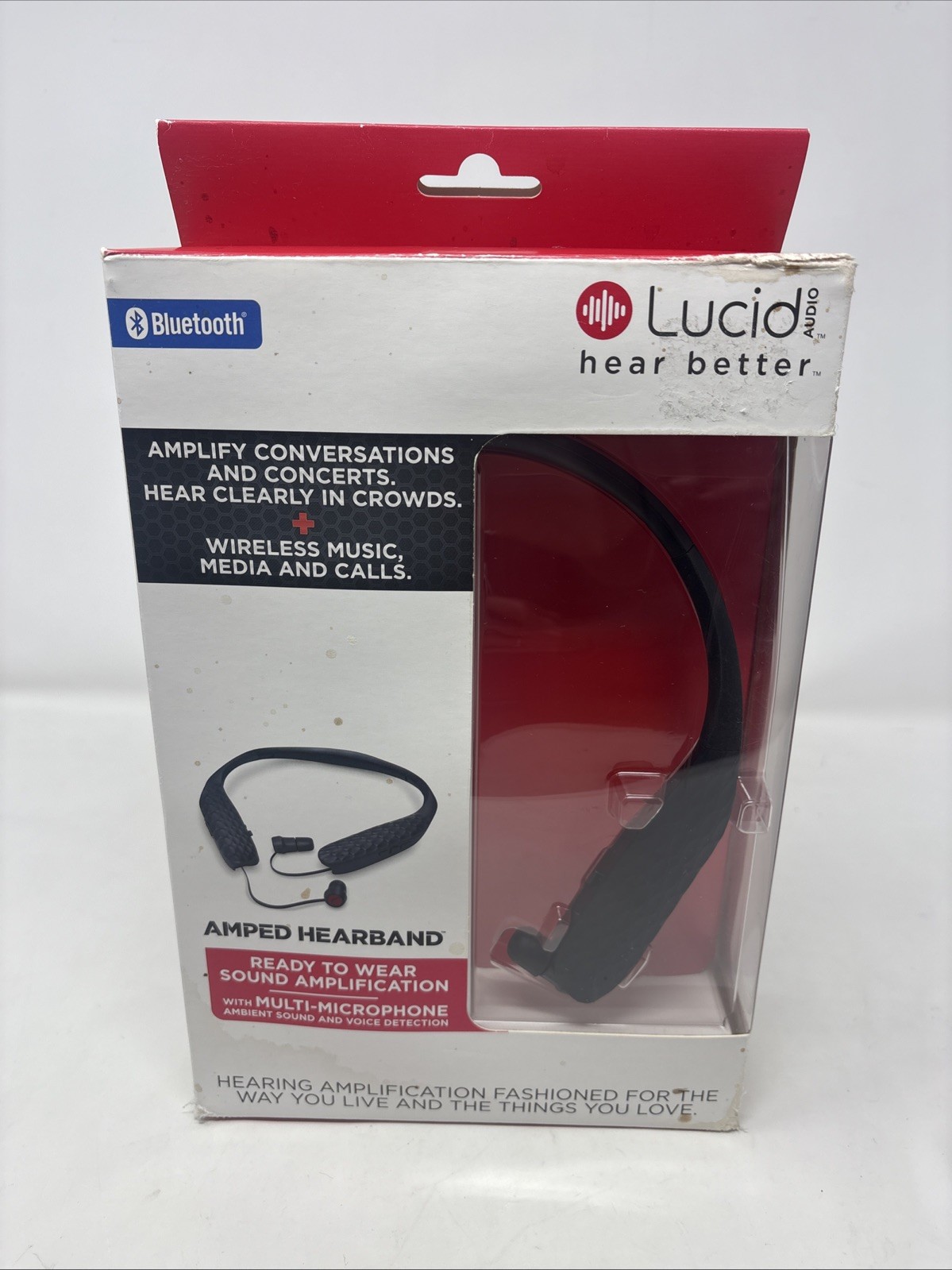 Lucid Hearband Black Bluetooth Earbud Sports Neckband Amplifier Music, Calls