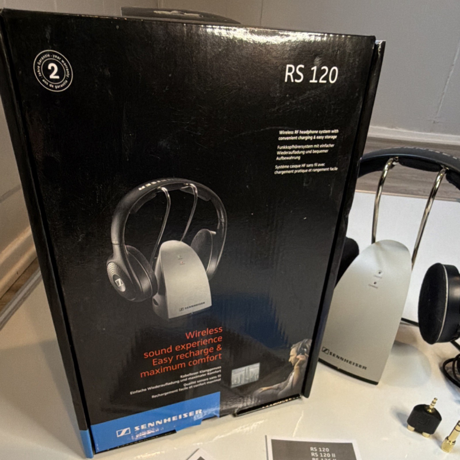 Sennheiser RS120 Wireless Headphones w/ Base Dock Untested Parts/Repair