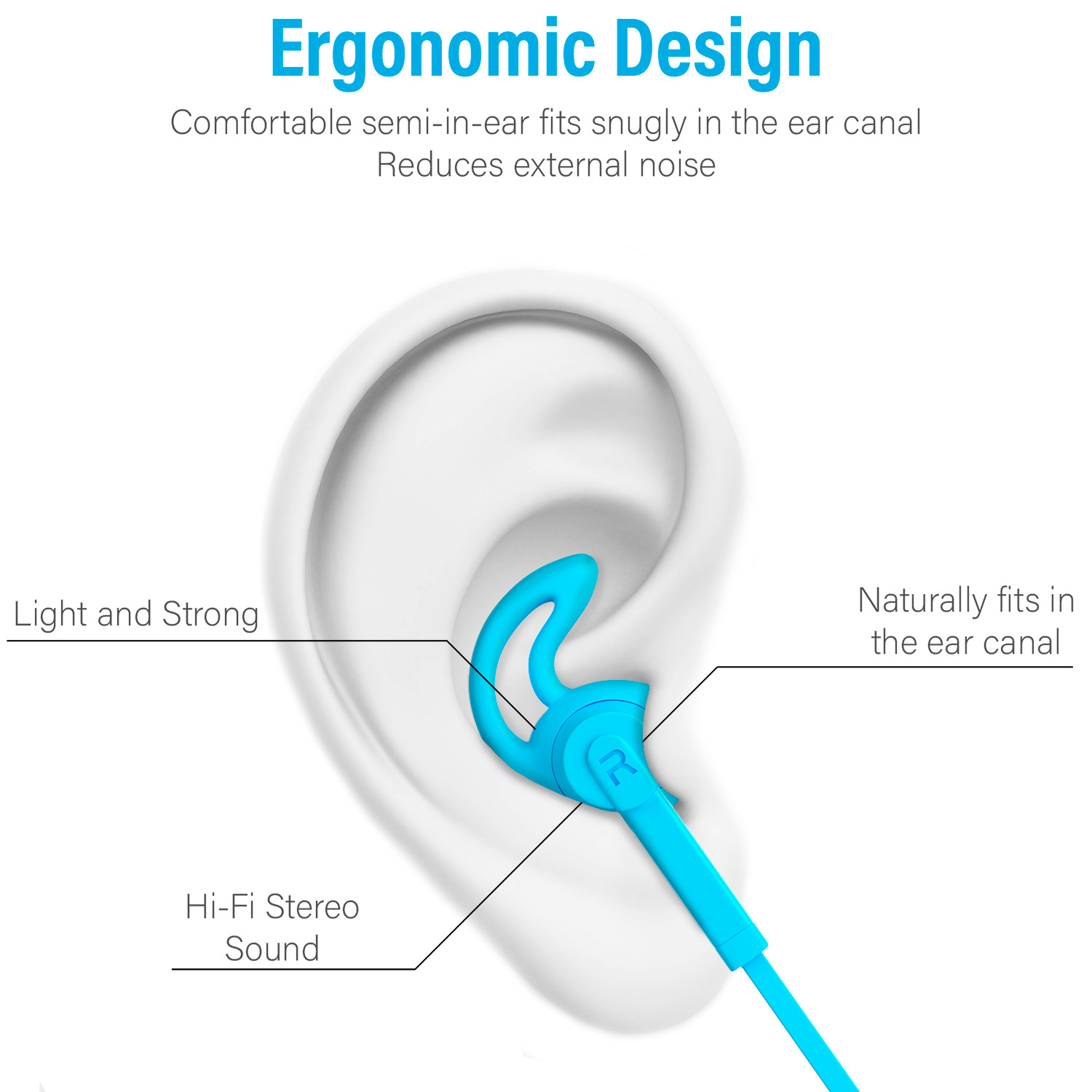 Earphone Headphones with Microphone, Volume Control, Thin Silicone in Ear Tips
