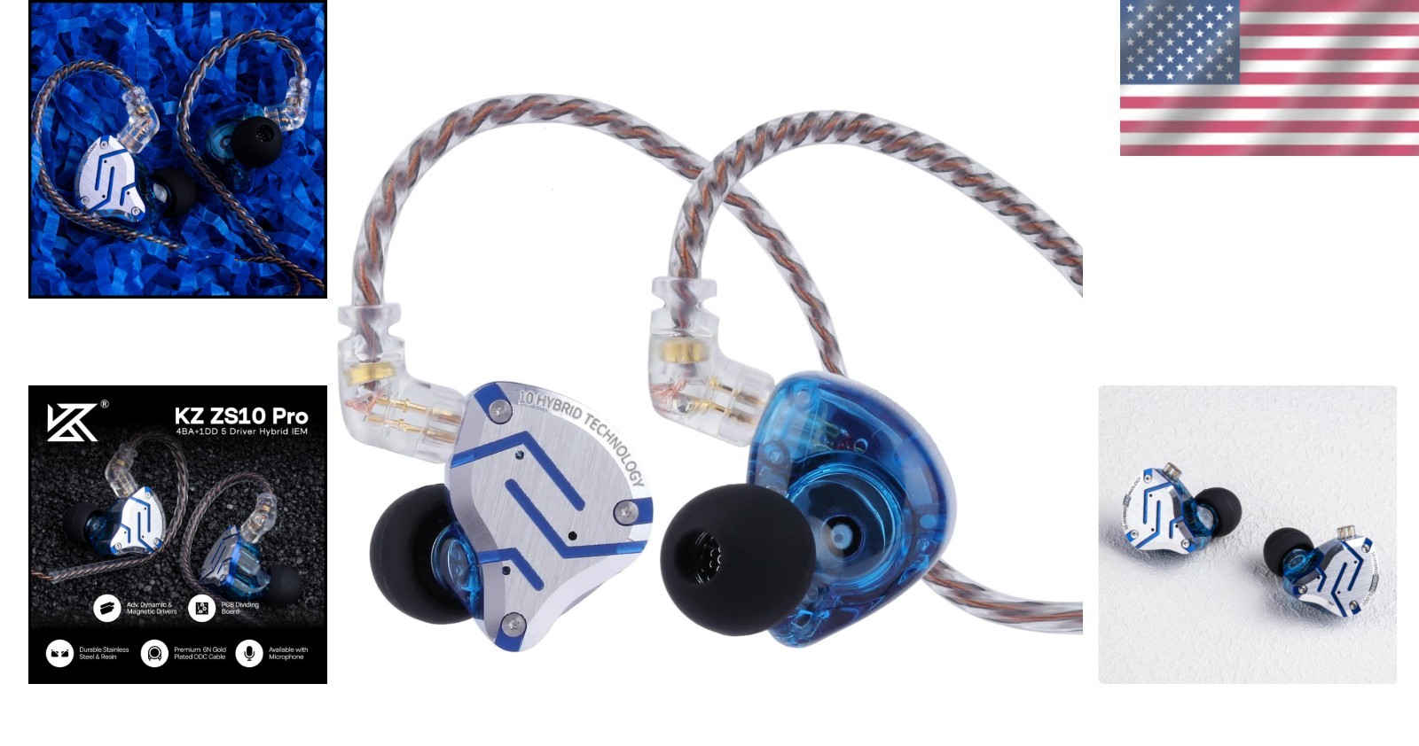 Ergonomic KZ ZS10 Pro Wired Ear Monitors with Detachable Cable & Noise Isolation