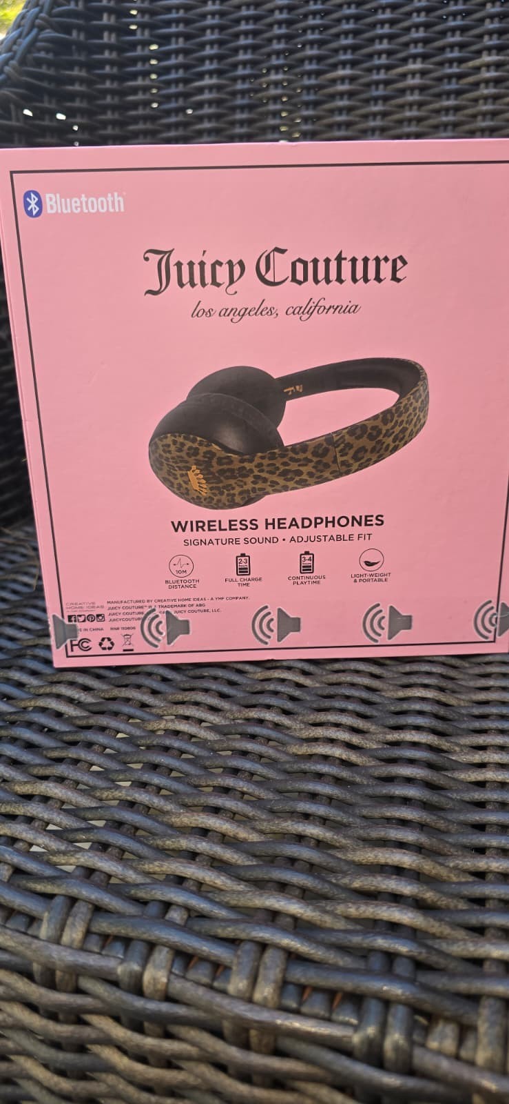 Juicy Couture Wireless Bluetooth Headphones Pink Leopard Black Adjustable OE