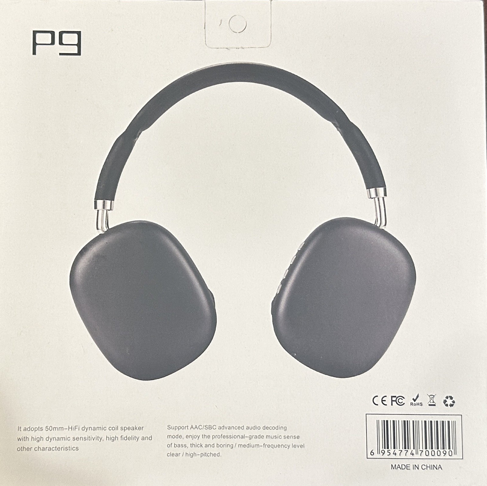 Black P9 pro Max Wireless Headphones Mic Stereo Sound Max Sport Waterproof