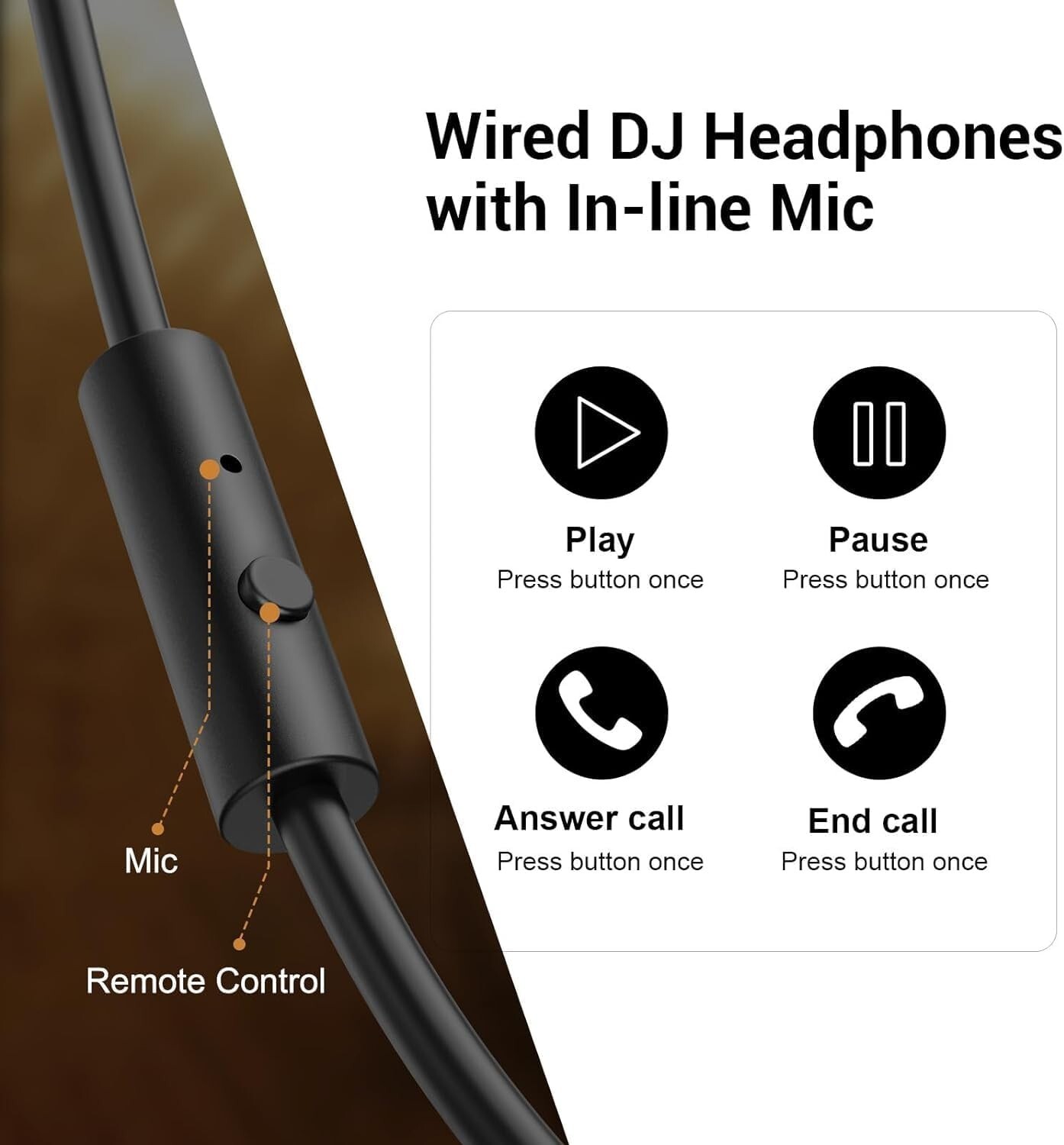 Wired Over Ear Headphones Leather 50mm Drivers Noise Isolation DJ Mixing Music