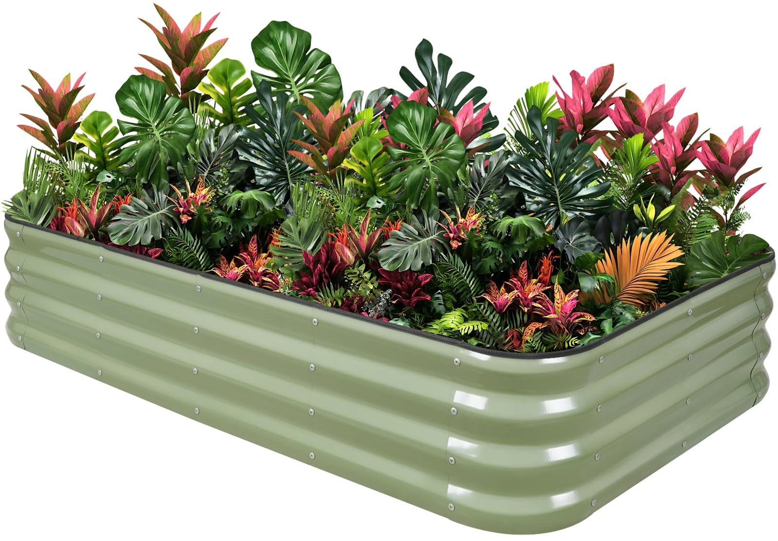 1MORE Raised Garden Bed -5X3X1 Galvanized Planter Box for 1pack-5X3X1, Green