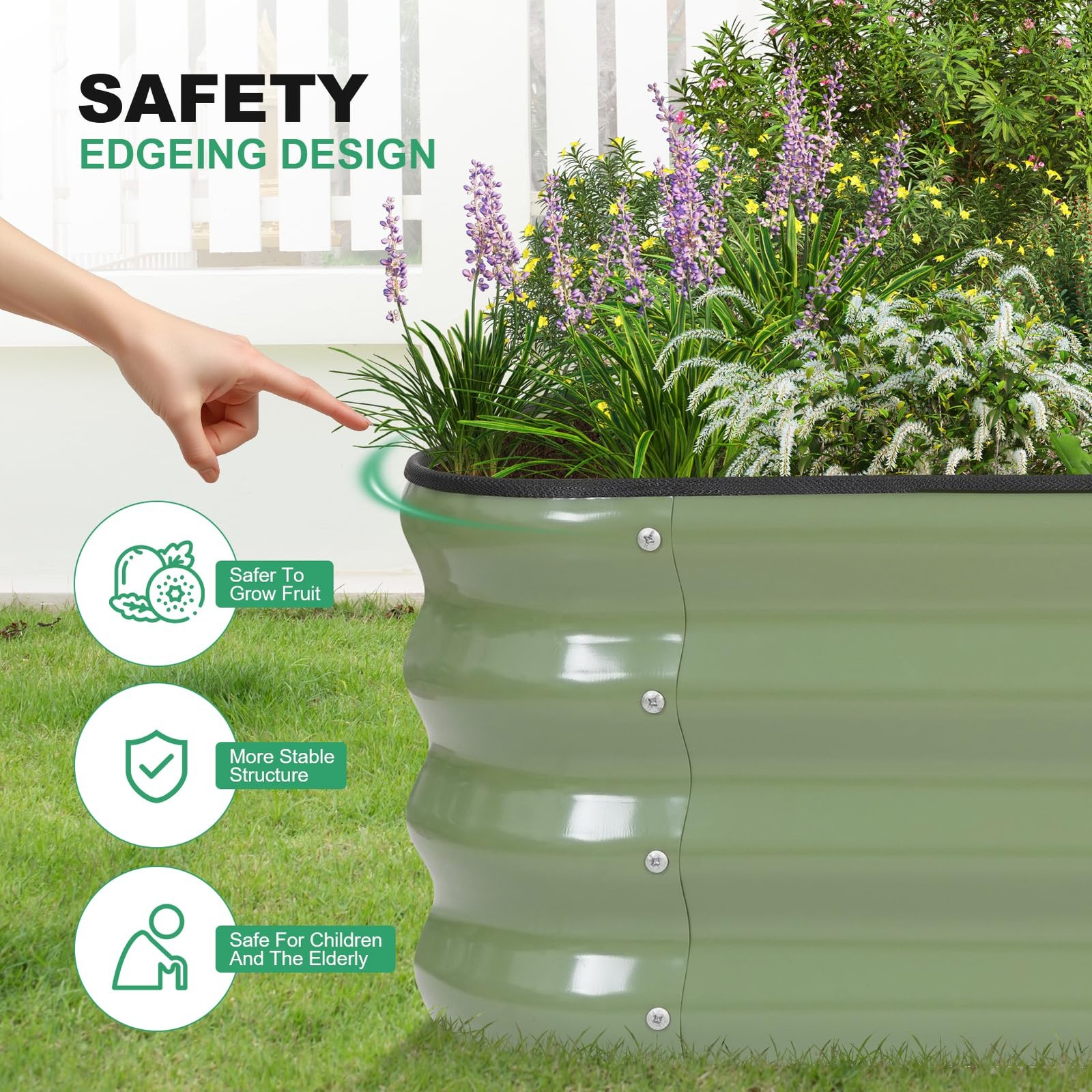 1MORE Raised Garden Bed -5X3X1 Galvanized Planter Box for 1pack-5X3X1, Green