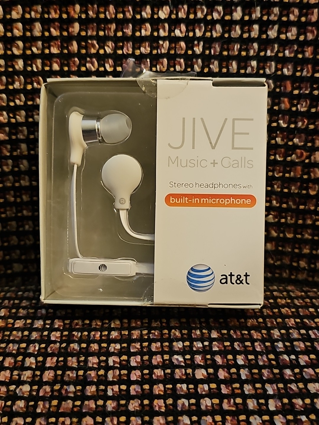 NEW AT&T White Jive Music + Calls Stereo Headphones Built Microphone