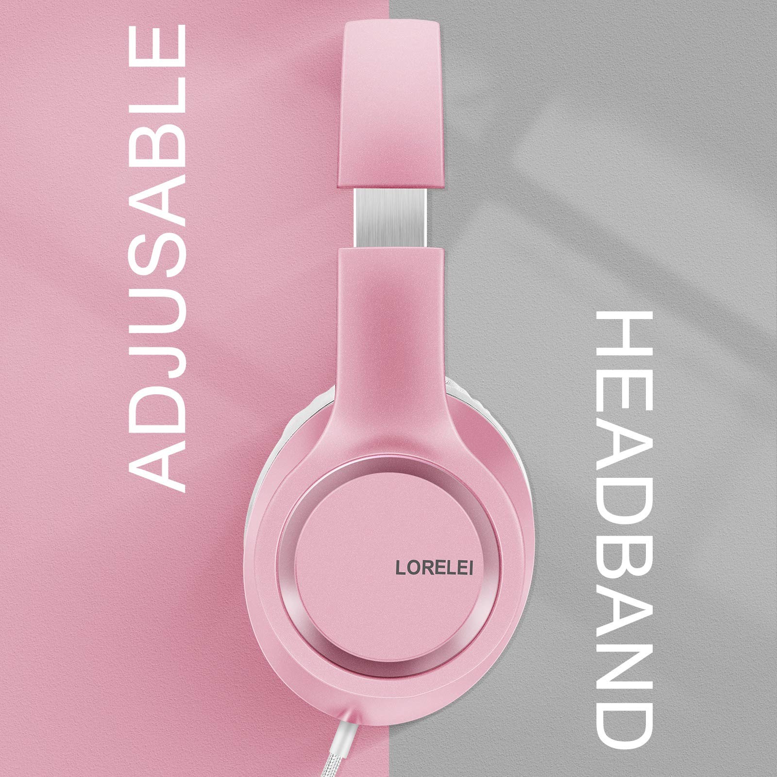 X8 OverEar Wired Headphones Mic 1.45m 3.5mm Foldable Portable Pearl Pink