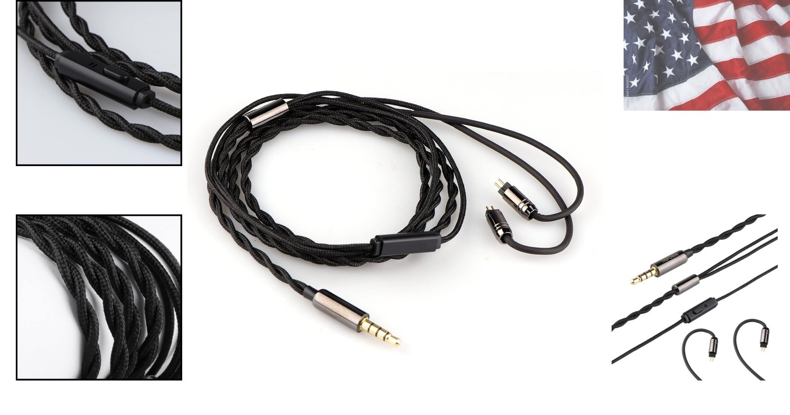 4N OFC in Ear Monitor Cable, 3.5mm Plug, 1.25m