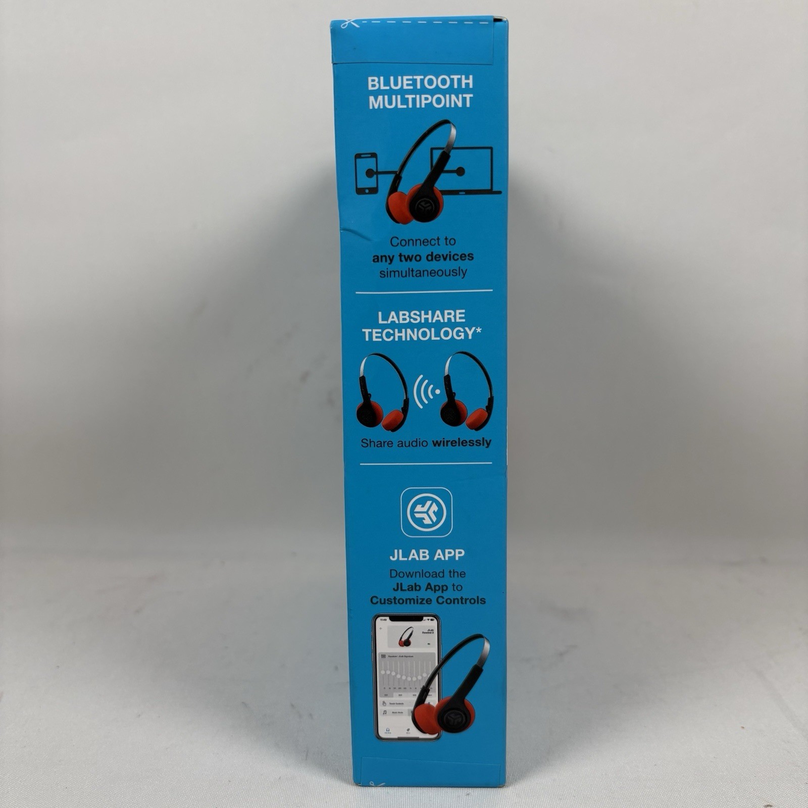JLab Rewind 2 Wireless Retro Headphones Mic Black Orange Multipoint BT USB NEW