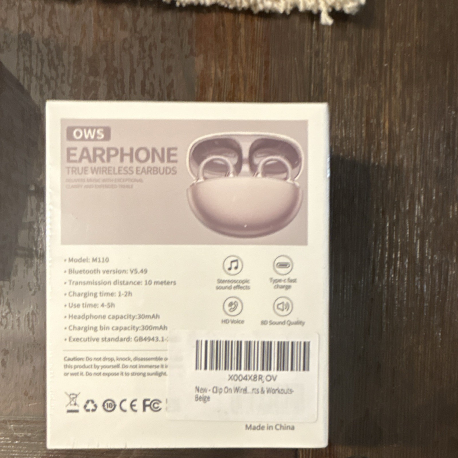 OWS M110 True Wireless Earbuds Beige HD Voice 3D Sound Long Endurance USB-C