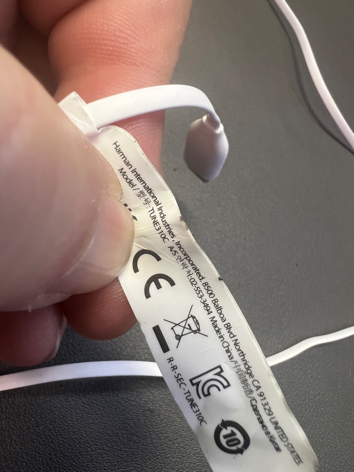Genuine JBL Tune 310C USB-C In-Ear Wired Headphones T310C Type-C -WHITE