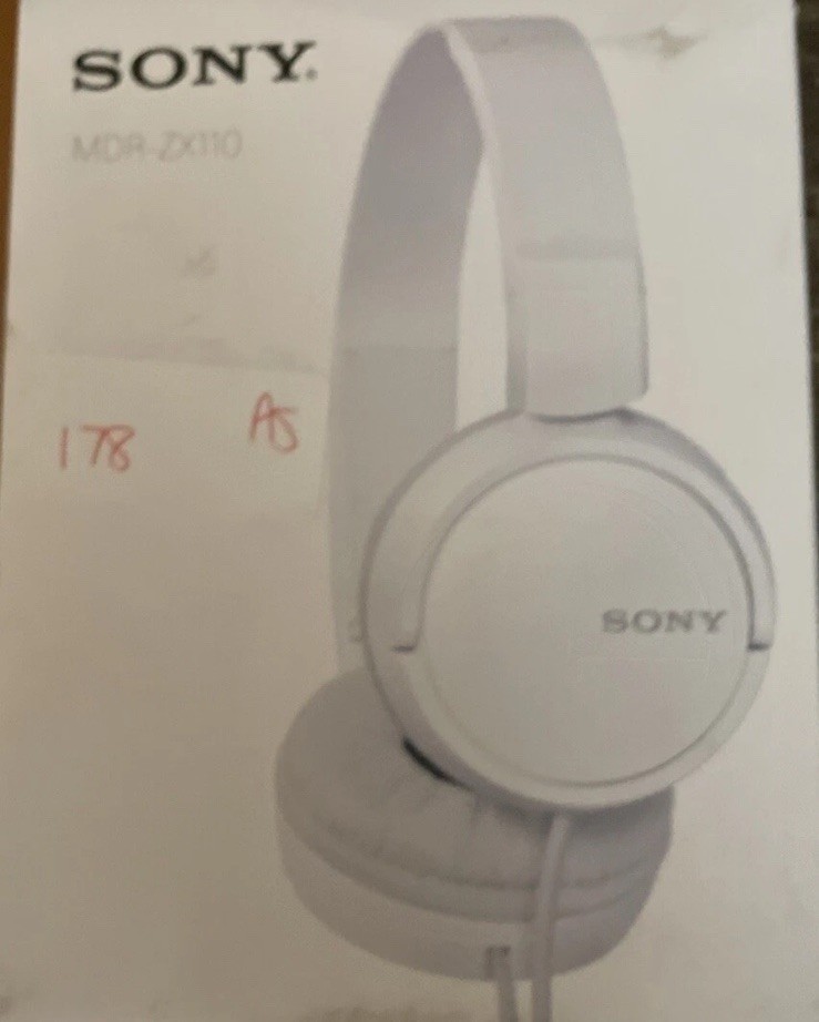 Sony MDR-ZX110 Ear-Pad (On the Ear) Headband Headphones White New Box Damaged