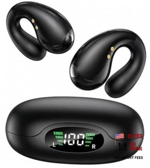 Ultra Open Ear Earbuds – Ergonomic Clip-On Earbuds, Small Bone Onyx Black